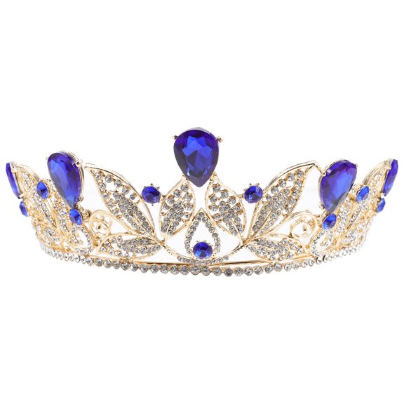 CATIEBYE 1Pc Blue Alloy Rhinestone Retro Style Baroque Wedding Crown Bridal Tiara Hair Decor