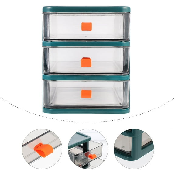 CATIEBYE 1Pc Emerald Green Desk Storage Box Rectangular Shape with Space-saving Design for Home 17X16X13.2CM