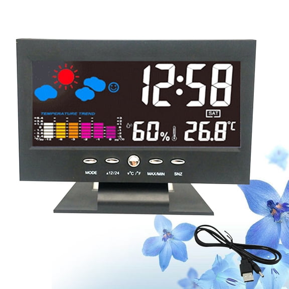 CATIEBYE Large Screen Digital Perpetual Calendar Clock with LED Backlight and USB Cable, Black - Easy to Read Display