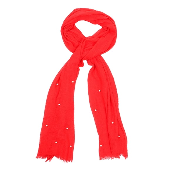 CATIEBYE 1Pc Red Comfortable Cotton Shawl Outdoor Scarf Versatile Headscarf with Elegant Detail