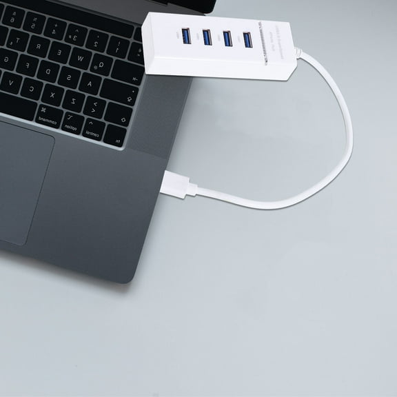 CATIEBYE 1Pc Usb Hub for .0 White 4 Ports for Data Transfer Backward Compatibility with Usb 1.1 for Home Office