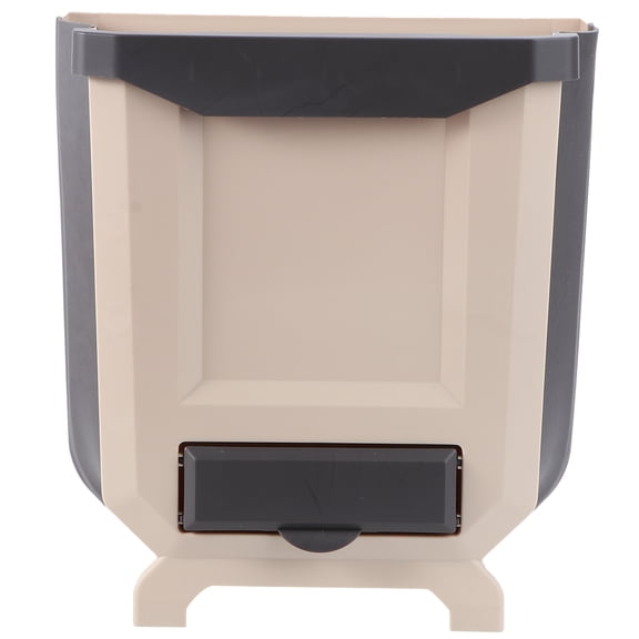 CATIEBYE 1Pcs Beige Plastic Rectangular Storage Bucket for Kitchen Garbage Can Wall Hanging Folding 10.2x9.4in