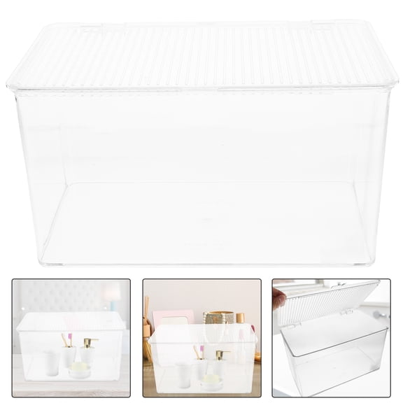 CATIEBYE Clear Storage Container Box with Lid, Pet Material for Desk Organization and Home Office Use