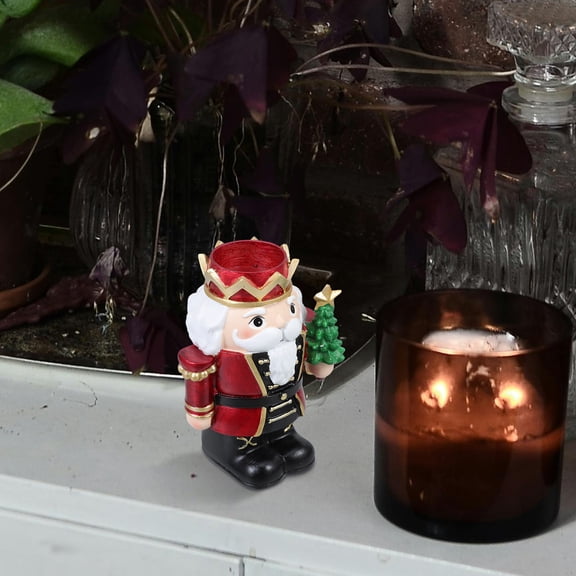CATIEBYE 1Pcs Nutcracker Figures Candle Holders Resin Multi Color 12.8x9.5x6.8in Home Decoration