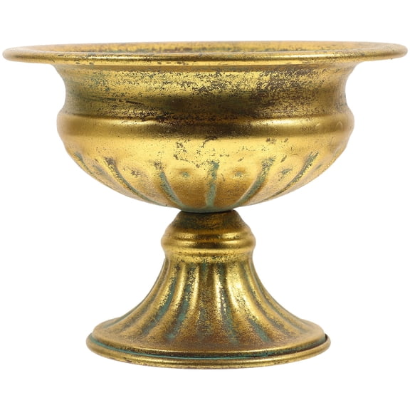 CATIEBYE Catiebye Golden Vintage Round Iron Flower Pot Simple Chic Home Garden Decor 1Pack