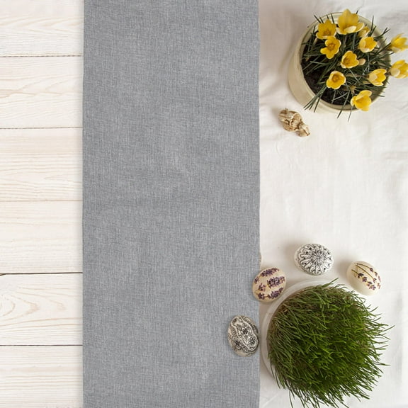 CATIEBYE 1Pcs Table Runner Grey Linen Rectangular Decorative for Restaurant Christmas 47x12in