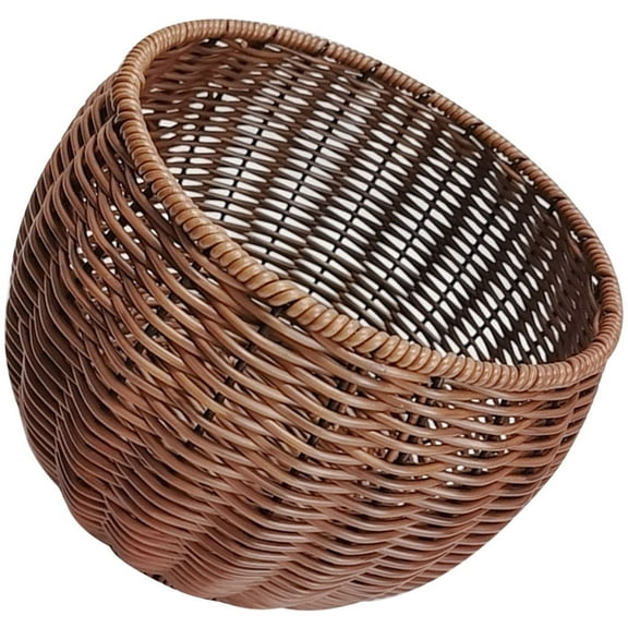 CATIEBYE Woven Round Drum Shape Basket Imitation Rattan Coffee Table Storage Organizer for Home and Office