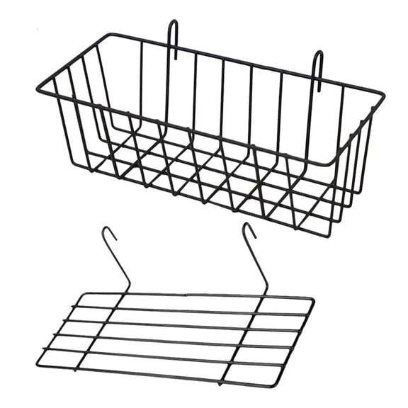 CATIEBYE 1Set Black Grid Panel Board Basket Wall Organizer with Iron Paint for Rust Resistant Use