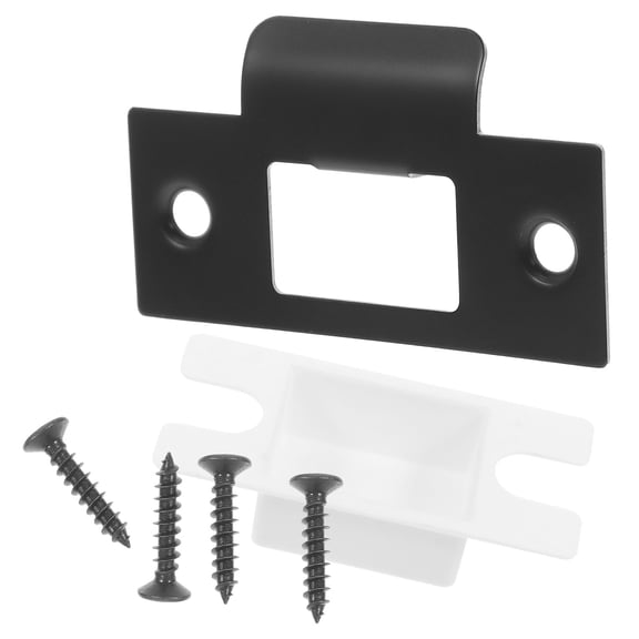 CATIEBYE 1Set Black Metal Door Strike Plate for Exterior Doors with T Shaped Buckle Design