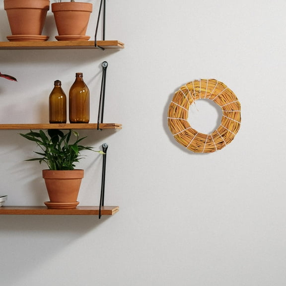 CATIEBYE 1Set Circular Beige Straw Wreath Base for DIY Projects Rustic Style 1Set