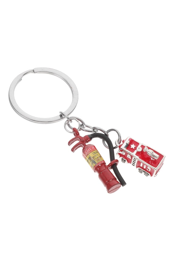 1Set Firefighter Keychain Pendant Retro Metal Multifunctional Use Durable Portable