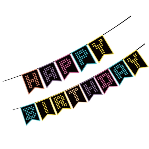 CATIEBYE 1Set Glow in Dark Birthday Decorative Banner Suitable for Wall Table Photo Backdrop