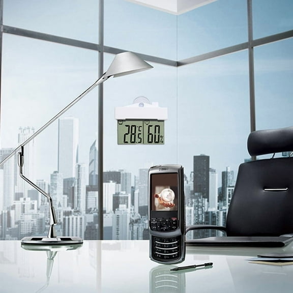 CATIEBYE Indoor Room Thermometer with LCD Display and Cup, Accurate Temperature Gauge for Home and Office Use