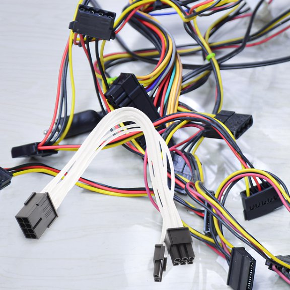 CATIEBYE 1Set Modular Power Supply Cable Kit White with Copper Tinned Wire and Cable Manager Clips