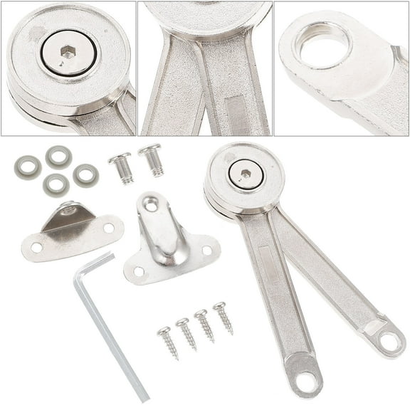 CATIEBYE 1Set Plated Silver Adjustable Lid Stay Support Bracket for Furniture Cabinet Door Open Close