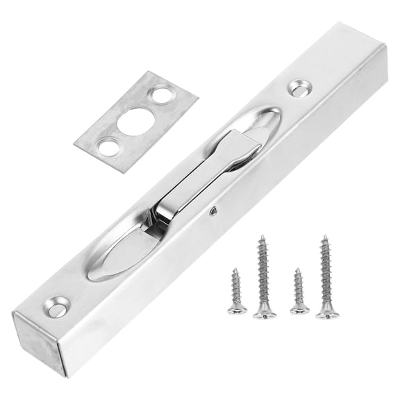 CATIEBYE 1Set Plated Silver Flush Bolt Door Lock Stainless Steel Slide Latch for Double Door Security