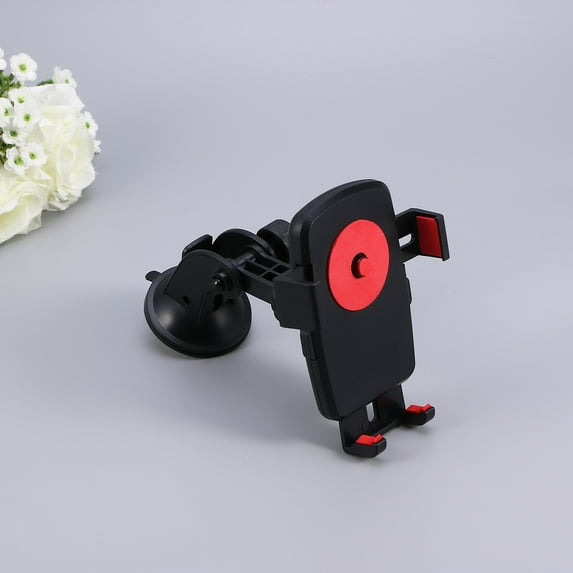 CATIEBYE 1Set Red Plastic Metal Square Shape Car Mount Phone Holder with 360 Degree Rotation for Car Navigation