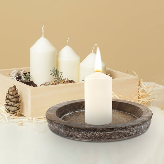 CATIEBYE Large Round Wooden Coffee Tray for Dining Table Centerpiece, Versatile Decor and Serving Tray, Elegant Design