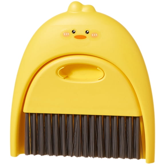 CATIEBYE Small Broom and Dustpan Set Yellow Plastic Portable for Home Cleaning