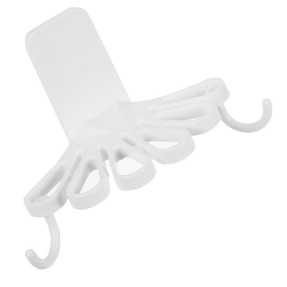 CATIEBYE 1Set Wall-Mounted Towel Rack Swivel Hooks Rack White ABS for Home Use Temporary Storage