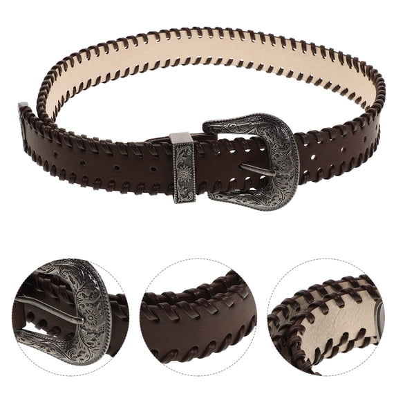 CATIEBYE 1Set Women Wide Belts for Dresses Coffee Color Pu Material with Retro Style and Fashion Statement