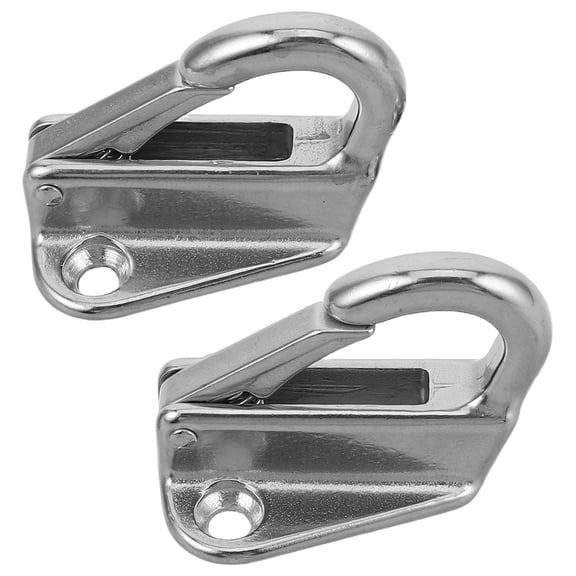 CATIEBYE 2-Pack Stainless Steel Marine Hooks with Spring Clips, Easy to Install Boat Rope Hardware Accessories