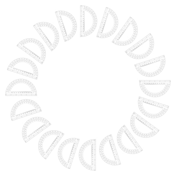 CATIEBYE Transparent Plastic 180 Degree Protractor Ruler 20 Pieces