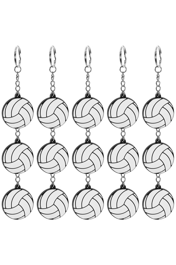 Volleyball Shape PVC Metal Keychains 20pcs Mini Sports Team Pendants Party Favors 3.81.50.2in