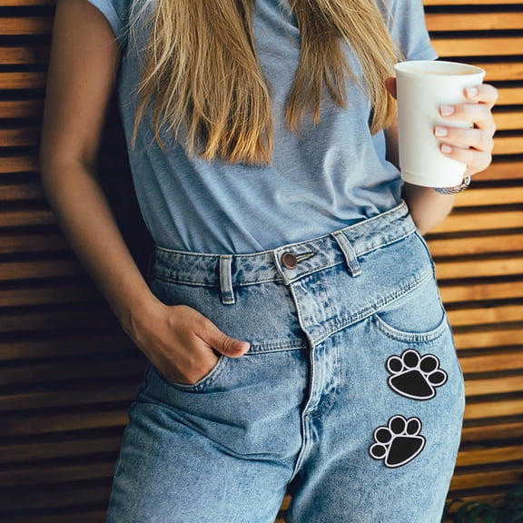 CATIEBYE 20pcs Decorative Paw Patches for Clothing Black Polyester with Personalization and Crafts