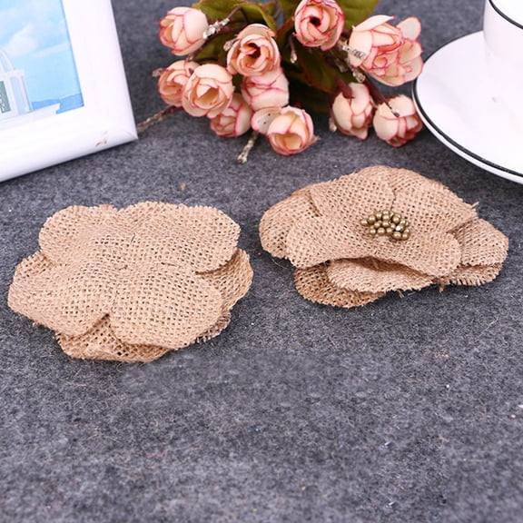 CATIEBYE 24 Pieces Vintage Burlap Flowers in Assorted Colors for Crafts, Home Decoration, Wedding and Party Decor