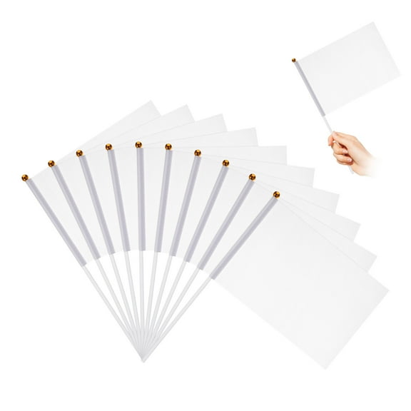 CATIEBYE 24Pcs White Blank Flags for DIY Printing Lightweight Hand Waving Flags on Stick