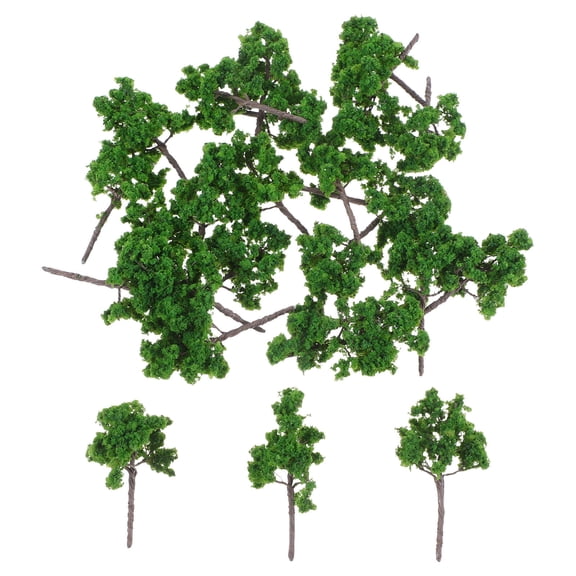 CATIEBYE Catiebye 25pcs Mini Tree Figurines Green Plastic Landscape Accessory for Model Railroad