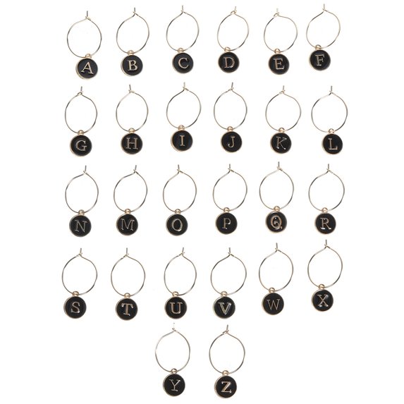 CATIEBYE 26Pcs Elegant Wine Glass Markers Zinc Alloy Glass Identifiers for Drinks