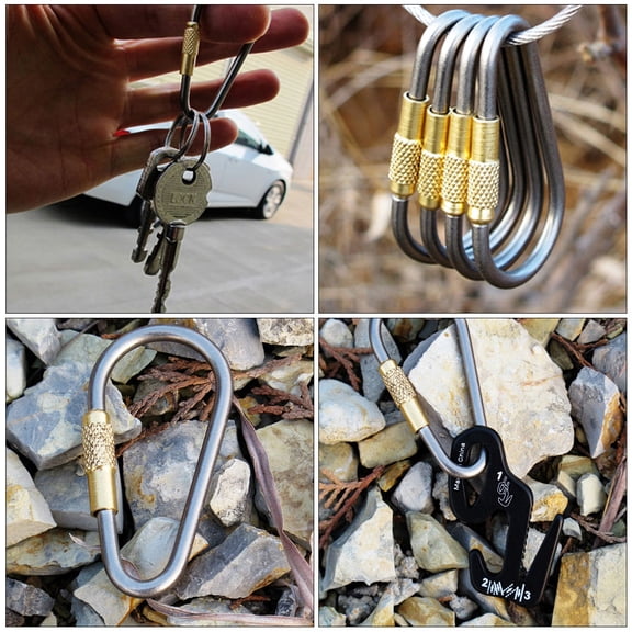 CATIEBYE 2PCS D Ring Carabiner Brass Assorted Color for Camping and Fishing Activities