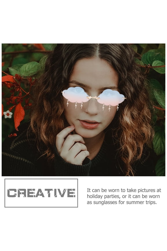 2 Pairs Rimless Cloud Shape Sunglasses with Charms Stylish Party Accessories Assorted Colors UV