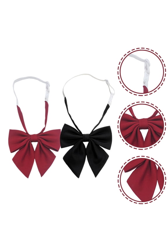 2Pcs Womens Fabric Bow Ties Adjustable Pre-Tied Necktie for Wedding and Party