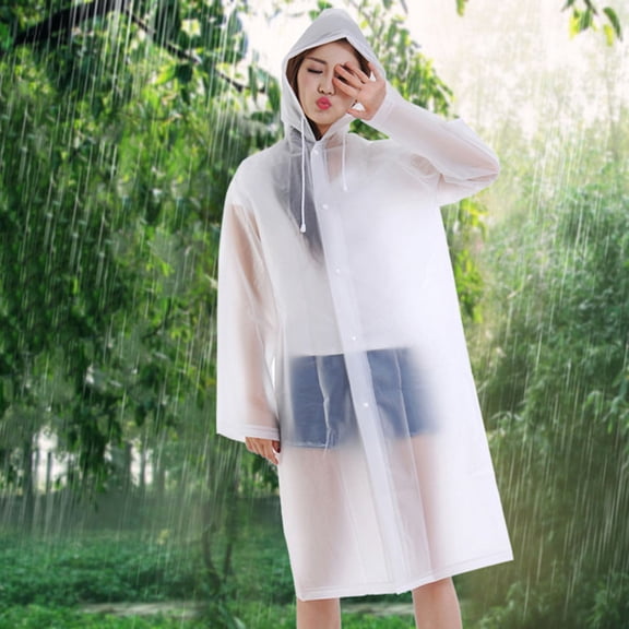 CATIEBYE 2-Pack Disposable Transparent Rain Ponchos for Adults, , Lightweight, Portable and Easy to Carry