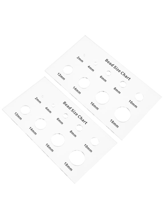 2-Piece Clear Acrylic Bead Size Chart Ruler for Precise Bracelet and Necklace Measurements