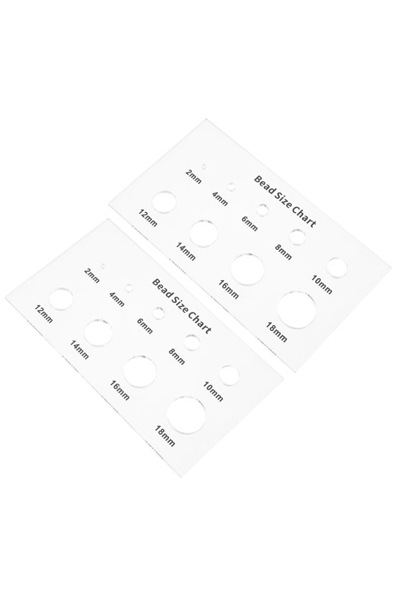 2-Piece Clear Acrylic Bead Size Chart Ruler for Precise Bracelet and Necklace Measurements