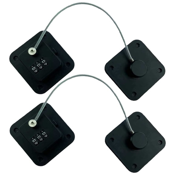 CATIEBYE 2Pcs Black Refrigerator Locks Combination No Drill Installation ABS Stainless Steel Material