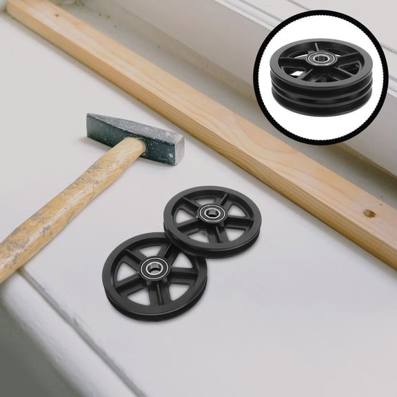 CATIEBYE 2Pcs Universal Fit Sliding Barn Door Wheels with Quiet Bearing Design