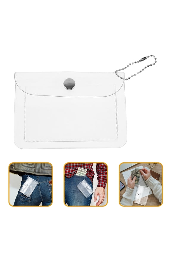 2Pcs Clear Small Pouch for Coin Storage with Portable Snap-button Closure in Transparent PVC 11.8*3.1*0.4In