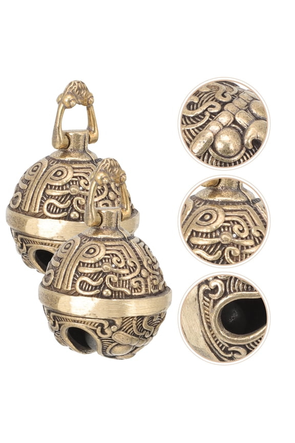 2Pcs Creative Brass Bell Keyring Pendants for DIY Crafting and Hanging Ornament Accessories
