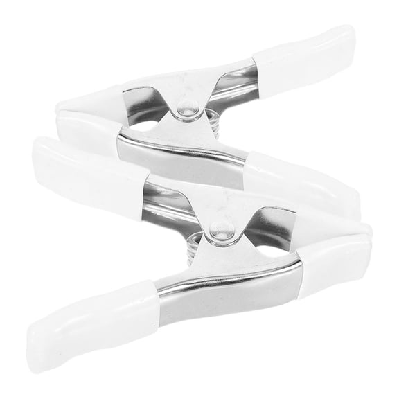 CATIEBYE 2Pcs Heavy Duty Plated Silver Spring Clips with PVC Cover for Fixture and Backdrop Stands