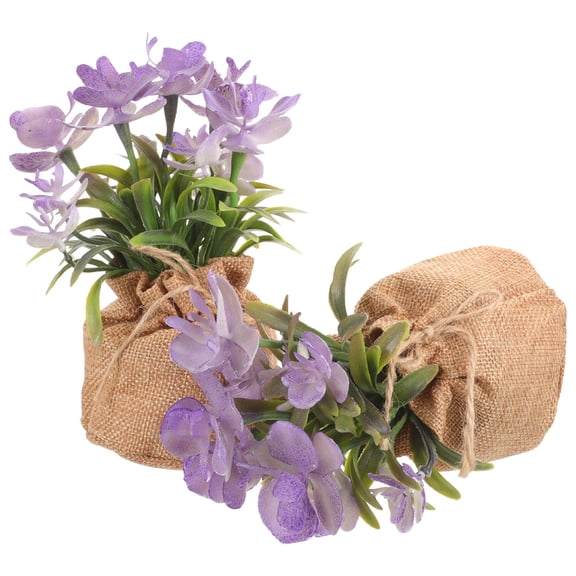 CATIEBYE Set of 2 Artificial Orchid Plants in Burlap Pots, Perfect Indoor Home and Office Decorative Greenery