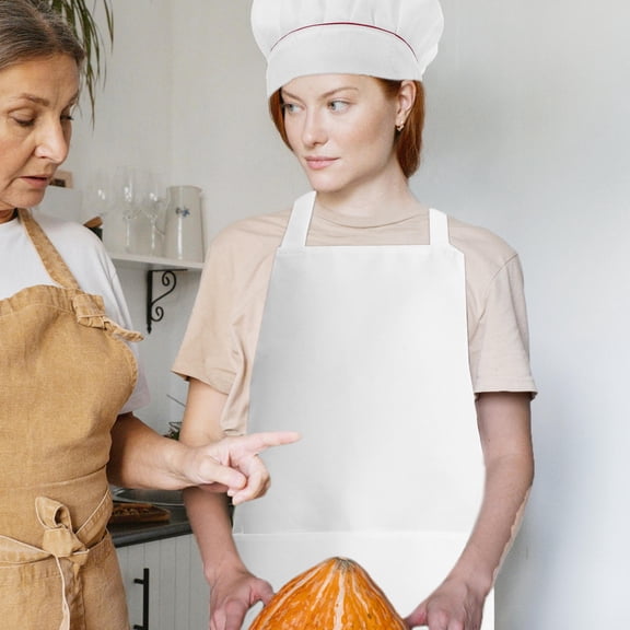 CATIEBYE 2Pcs White Waitress Apron Set with Front Split Pocket for Waiter Use in Restaurants Cafes