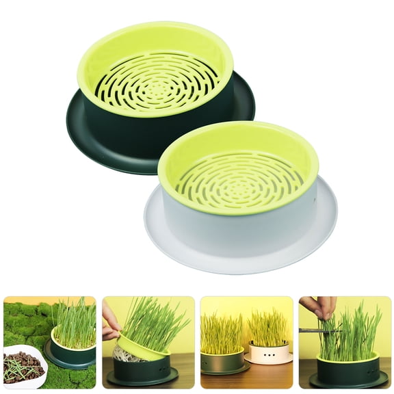 CATIEBYE 2Pcs Practical Cat Grass Planter Box with Plastic Hardness and Convenient Water Tray for Household Gardening