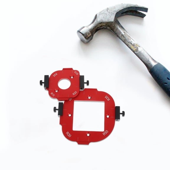 CATIEBYE 2Pcs Red Woodworking Round Corner Template Router Jig for Cabinets Tables and Frames