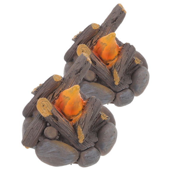 CATIEBYE 2Pcs Miniature Campfire Set Decorative Tiny Fire Shape Garden Accessories for Homeowners Indoor Outdoor Use