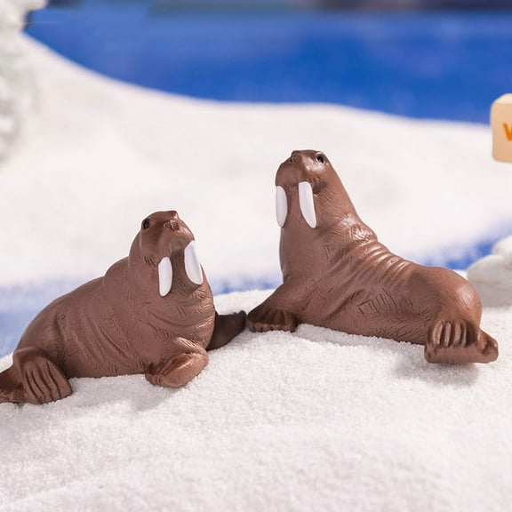 CATIEBYE 2Pcs Resin Walrus Figures Miniature Resin Sea Animals Realistic Decorative Diy Accessory For Indoor Decoration
